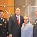 EMS Administrator Kevin Giasullo, Dispatch Supervisor JP Sredzinski, Public Health Director Andrea Boissevain and Mayor John Harkins.